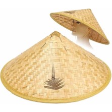 Eco Lounge Naturel Renk Cambodia Kamboçyalı Vietnam Şapkası Pvc Hasır