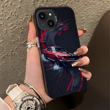 HONTINGA iPhone 14 Plus ile Uyumlu Kılıfı Silikon Kenar Sert Arka Basitlik Anti Düşme Klasik Spor Arabası Desen Telefon Kılıfı K1-0612