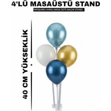 Deniz Party Store 4 Çubuklu Masa Üstü Yapışkanlı Ayaklı Balon Standı 40 cm