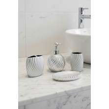 Renkliürün Silver Oval Sabunluk Banyo Seti