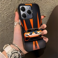 HONTINGA Tecno Spark 20 Pro ile Uyumlu Kılıfı Silikon Kenar Sert Arka Basitlik Anti Düşme Lambo Desen Telefon Kılıfı K1-0613