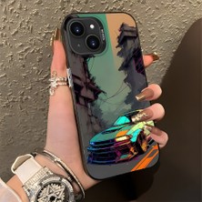 HONTINGA iPhone 15 Plus ile Uyumlu Kılıfı Silikon Kenar Sert Arka Basitlik Anti Düşme Klasik Araba Desen Telefon Kılıfı K1-0615