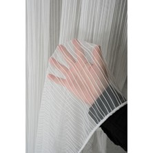 Paşamanlar Çizgili Beyaz Tül Perde - Kalın Gramajlı, 1/3 Sık Pile - Ütü Istemez
