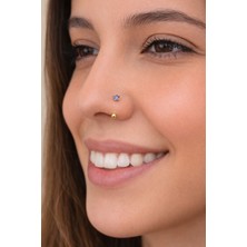 Sacce Scarves & Accessories 316 L Çelik Smiley Hızma Burun Piercingi Hologram Renk Taşlı