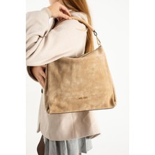 Piel Lino Pıel Lıno Kadın Hakiki Süet Deri Omuz ve Çapraz Çanta PL029-S Bej