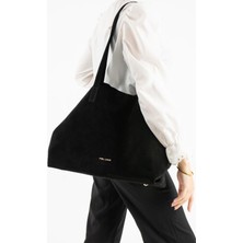 Piel Lino Pıel Lıno Kadın Hakiki Süet Deri Omuz Çanta PL017 Siyah