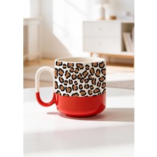 BB Design Leopar Tasarımlı Baskılı Seramik Pro Kupa Bardak 330ML
