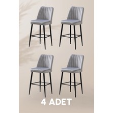 MyMassa Ada Bar Sandalye - Babyface Krem - Metal Siyah Ayak ( 4 Adet )