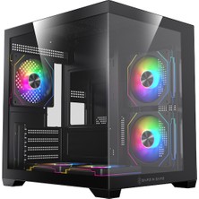 Game In Game Cool Siyah 5X12CM Argb Kumandalı Fanlı M.atx Akvaryum Gaming Kasa