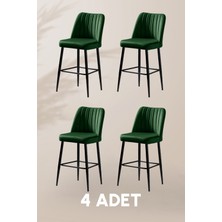 MyMassa Ada Bar Sandalye - Babyface Yeşil - Metal Siyah Ayak ( 4 Adet )
