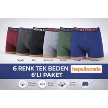 As Yıldız-John Miles Premium Penye Boxer 6 Renk Bir Arada-Tek Beden 6'lı Paket