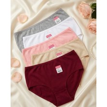 Luvina Elegance Fitilli Ribana Pamuklu Kadın Külot 5 Adet (Büyük Beden Mevcut)