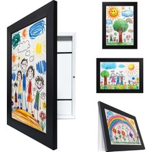 Premiore  A4 Çocuk Sanat Resim Çerçevesi Katlanır Saklama Resmi Kolay Değiştirilebilir Manyetik Açılır Kapanır Çocuklar Için Siyah