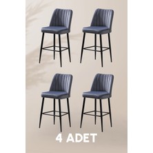 MyMassa Ada Bar Sandalye - Babyface Gri - Metal Siyah Ayak ( 4 Adet )