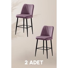 MyMassa Ada Bar Sandalye - Babyface Lila - Metal Siyah Ayak ( 2 Adet )