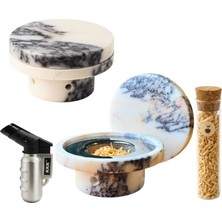 Perlotus Menekşe Mermer Viski Kokteyl Dumanlama Tütsüleme Seti Premium Smoke Aparatı