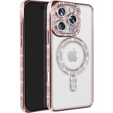 Verto Newface iPhone 16 Pro Max Kılıf Joke Simli Magneticsafe Kılıf - Pembe
