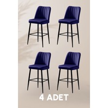 MyMassa Ada Bar Sandalye - Babyface Mavi - Metal Siyah Ayak ( 4 Adet )