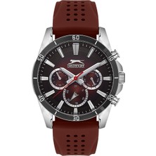 Slazenger Erkek Kol Saati 45 mm Bordo Silikon Kordon Bordo Kadran 5 Atm Mineral Cam