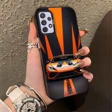 HONTINGA Samsung Galaxy A72 ile Uyumlu Kılıfı Silikon Kenar Sert Arka Basitlik Anti Düşme Lambo Desen Telefon Kılıfı K1-0613