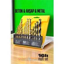 MiraLive Matkap Ucu Seti- Beton Metal Ahşap Matkap Ucu Drill Bits Set 16 Lı Set