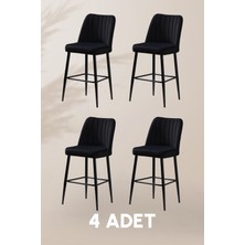 MyMassa Ada Bar Sandalye - Babyface Siyah - Metal Siyah Ayak ( 4 Adet )