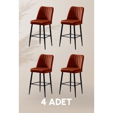MyMassa Ada Bar Sandalye - Babyface Turuncu - Metal Siyah Ayak (4 Adet )