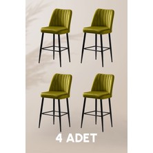 MyMassa Ada Bar Sandalye - Babyface Sarı - Metal Siyah Ayak ( 4 Adet )