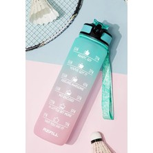 Gampus Motivasyonel Su Matarası 1lt Tritan Spor Salonu Su Şişesi Bpa Içermez Suluk Sticker Hediyeli