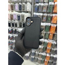 HappyCase iPhone  16 Uyumlu Premium Deri Dokulu Kılıf Magsafe Özellikli - Siyah