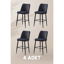 MyMassa Ada Bar Sandalye - Babyface Antrasit - Metal Siyah Ayak ( 4 Adet )