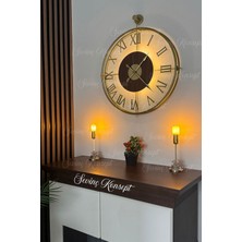 PremiumPort Modern Büyük Boy Altın Detaylı Ispanyol Tarzı Duvar Saati, Dekoratif ve Şık