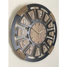 PremiumPort Lazer Kesim Ahşap Askılı Dekoratif Duvar Saati 40X40 cm