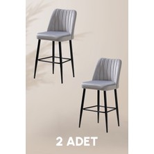 MyMassa Ada Bar Sandalye - Babyface Krem - Metal Siyah Ayak ( 2 Adet )