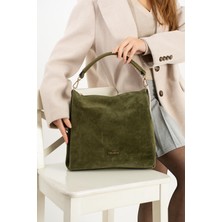 Piel Lino Pıel Lıno Kadın Hakiki Süet Deri Omuz ve Çapraz Çanta PL029-S Haki