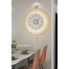PremiumPort Modern Metal Duvar Saati, Gold Izmir Kristal, 40X60 Cm, LED Işıklı