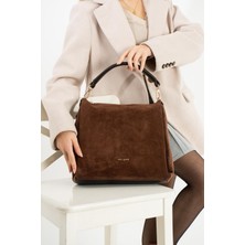 Piel Lino Pıel Lıno Kadın Hakiki Süet Deri Omuz ve Çapraz Çanta PL029-S Kahve