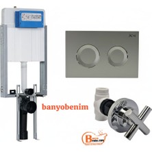 Japar Gömme Rezervuar Set Mat Krom Buton + Bymet Krom Valf