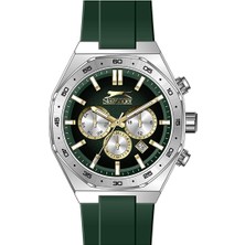 Slazenger Erkek Kol Saati 45 mm Yeşil Kadran Yeşil Silikon Kordon 5 Atm