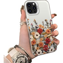Ucuc iPhone 15 Pro Max Uyumlu Kılıf Akrilik Sert Arka Panel Mat Dokulu Yan Silikon Darbe Emici Güzel Çiçek Desenli Kamera Koruma Kapak
