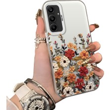 Ucuc Samsung Galaxy A25 Uyumlu Kılıf Akrilik Sert Arka Panel Mat Dokulu Yan Silikon Darbe Emici Güzel Çiçek Desenli Kamera Koruma Kapak