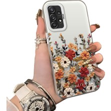 Ucuc Samsung Galaxy A52 Uyumlu Kılıf Akrilik Sert Arka Panel Mat Dokulu Yan Silikon Darbe Emici Güzel Çiçek Desenli Kamera Koruma Kapak