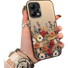 Ucuc Poco X5 5g Uyumlu Kılıf Akrilik Sert Arka Panel Mat Dokulu Yan Silikon Darbe Emici Güzel Çiçek Desenli Kamera Koruma Kapak