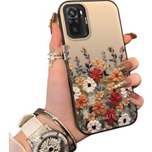 Ucuc Redmi Note 10 4g Uyumlu Kılıf Akrilik Sert Arka Panel Mat Dokulu Yan Silikon Darbe Emici Güzel Çiçek Desenli Kamera Koruma Kapak