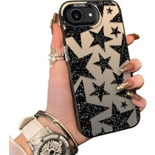 Ucuc iPhone 16E Uyumlu Kılıf Akrilik Sert Arka Panel Mat Dokulu Yan Silikon Darbe Emici Yıldız Desenli Kamera Koruma Kapak