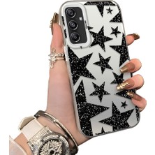 Ucuc Samsung Galaxy M34 5g Uyumlu Kılıf Akrilik Sert Arka Panel Mat Dokulu Yan Silikon Darbe Emici Yıldız Desenli Kamera Koruma Kapak