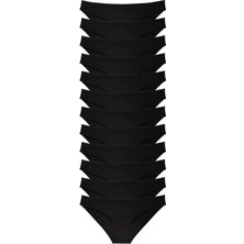 MiraLive 12 Adet Süper Eko Set Likralı Kadın Slip Külot Siyah