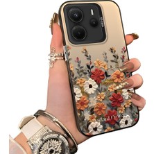 Ucuc Redmi Note 14 4g Uyumlu Kılıf Akrilik Sert Arka Panel Mat Dokulu Yan Silikon Darbe Emici Güzel Çiçek Desenli Kamera Koruma Kapak