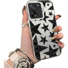 Ucuc Mi 13T Pro/mi 13T Uyumlu Kılıf Akrilik Sert Arka Panel Mat Dokulu Yan Silikon Darbe Emici Yıldız Desenli Kamera Koruma Kapak