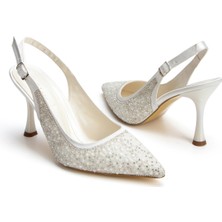 MFT Ayakkabı Kadın Gelinlik Kristal ve Taş Işlemeli  Abiye Ayakkabı